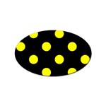 Polka Dots - Yellow on Black Sticker (Oval)