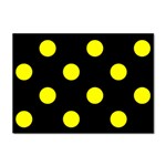 Polka Dots - Yellow on Black Sticker A4 (10 pack)