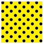 Polka Dots - Black on Canary Yellow Large Satin Scarf (Square)
