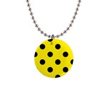 Polka Dots - Black on Canary Yellow 1  Button Necklace