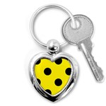 Polka Dots - Black on Canary Yellow Key Chain (Heart)