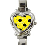 Polka Dots - Black on Canary Yellow Heart Italian Charm Watch