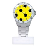 Polka Dots - Black on Canary Yellow Nurses Watch