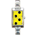 Polka Dots - Black on Canary Yellow Rectangle Italian Charm Watch