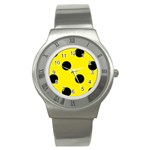 Polka Dots - Black on Canary Yellow Stainless Steel Watch