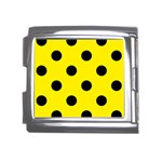 Polka Dots - Black on Canary Yellow Mega Link Italian Charm (18mm)