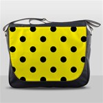 Polka Dots - Black on Canary Yellow Messenger Bag