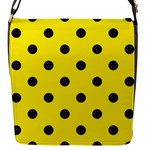 Polka Dots - Black on Canary Yellow Flap Closure Messenger Bag (S)