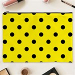 Polka Dots - Black on Canary Yellow Cosmetic Bag (XXXL)