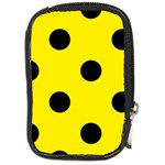 Polka Dots - Black on Canary Yellow Compact Camera Leather Case