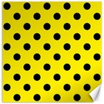 Polka Dots - Black on Canary Yellow Canvas 12  x 12 