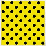 Polka Dots - Black on Canary Yellow Canvas 16  x 16 
