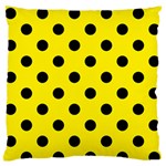 Polka Dots - Black on Canary Yellow Large Flano Cushion Case (One Side)