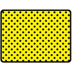 Polka Dots - Black on Canary Yellow Fleece Blanket (Large) (One Side)