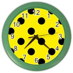 Polka Dots - Black on Canary Yellow Color Wall Clock