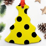 Polka Dots - Black on Canary Yellow Christmas Tree Ornament (Two Sides)