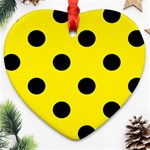 Polka Dots - Black on Canary Yellow Ornament (Heart)