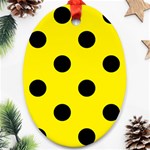 Polka Dots - Black on Canary Yellow Oval Ornament (Two Sides)