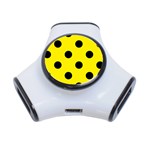 Polka Dots - Black on Canary Yellow Portable USB Hub (One Side)