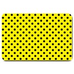 Polka Dots - Black on Canary Yellow Large Doormat