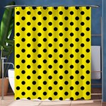 Polka Dots - Black on Canary Yellow Shower Curtain 60  x 72  (Medium)
