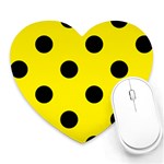 Polka Dots - Black on Canary Yellow Heart Mousepad