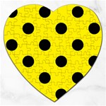 Polka Dots - Black on Canary Yellow Jigsaw Puzzle (Heart)