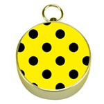Polka Dots - Black on Canary Yellow Gold Compass