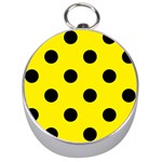 Polka Dots - Black on Canary Yellow Silver Compass