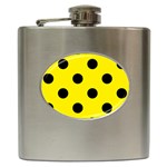 Polka Dots - Black on Canary Yellow Hip Flask (6 oz)
