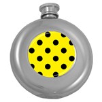 Polka Dots - Black on Canary Yellow Hip Flask (5 oz)
