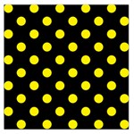 Polka Dots - Canary Yellow on Black Large Satin Scarf (Square)