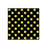 Polka Dots - Canary Yellow on Black Satin Bandana Scarf