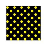 Polka Dots - Canary Yellow on Black Small Satin Scarf  (Square)