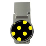 Polka Dots - Canary Yellow on Black Money Clip (Round)