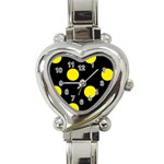 Polka Dots - Canary Yellow on Black Heart Italian Charm Watch