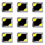 Polka Dots - Canary Yellow on Black Mega Link Italian Charm (9 pack)