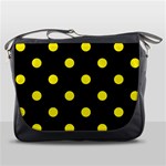 Polka Dots - Canary Yellow on Black Messenger Bag