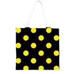 Polka Dots - Canary Yellow on Black Grocery Light Tote Bag