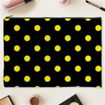 Polka Dots - Canary Yellow on Black Cosmetic Bag (XXXL)