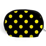 Polka Dots - Canary Yellow on Black Accessory Pouch (Medium)