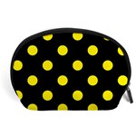 Polka Dots - Canary Yellow on Black Accessory Pouch (Large)