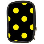 Polka Dots - Canary Yellow on Black Compact Camera Leather Case