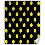 Polka Dots - Canary Yellow on Black Canvas 16  x 20 
