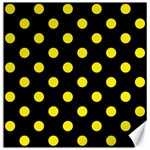 Polka Dots - Canary Yellow on Black Canvas 20  x 20 