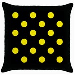 Polka Dots - Canary Yellow on Black Throw Pillow Case (Black)