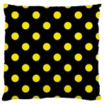 Polka Dots - Canary Yellow on Black Large Cushion Case (Two Sides)