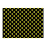 Polka Dots - Canary Yellow on Black Double Sided Flano Blanket (Mini)