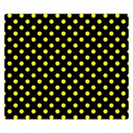 Polka Dots - Canary Yellow on Black Double Sided Flano Blanket (Small)