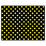 Polka Dots - Canary Yellow on Black Double Sided Flano Blanket (Medium)